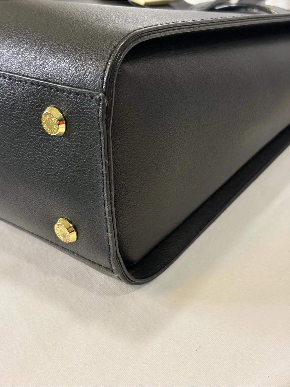 TED BAKER Black Leather Structured Satchel with Gold Buckle LIKE NEW $450